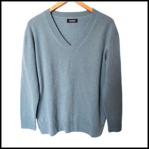Naadam Cashmere V-Neck Sweater Blue 100% Cashmere size L Large
